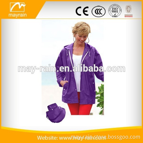 2016 fashion lady foldable purple rain jacket